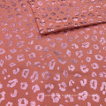 low moq interlock polyamide 73 elastane 27 leopard foiled on orange stretch fabric for yoga wear